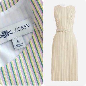 J. Crew Multicolor Striped Belted Dress Sz 0P